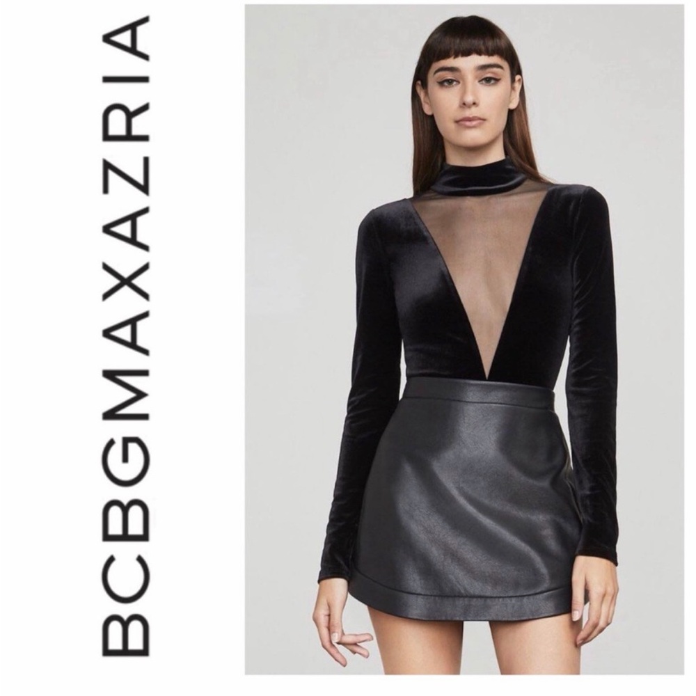 BCBGMaxAzria Black Kanye Faux Leather Skirt